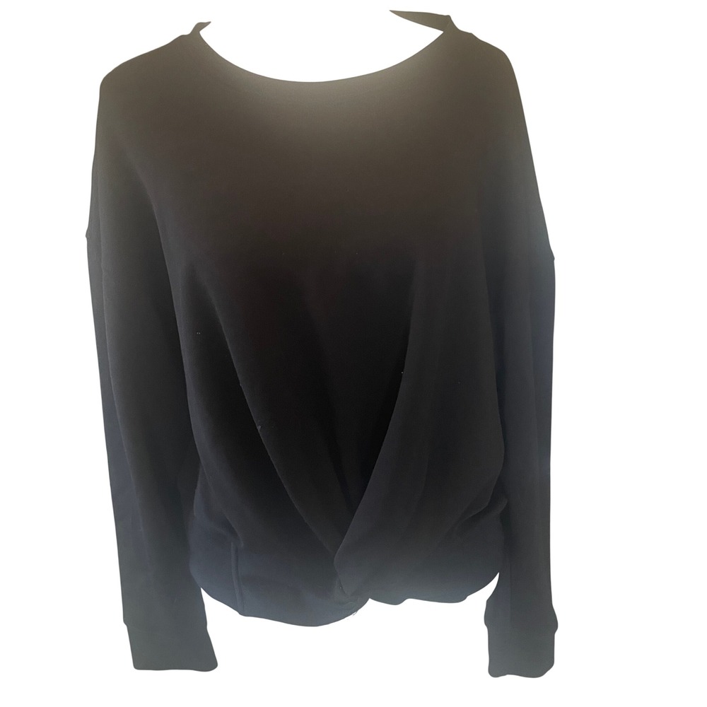 Republic Womens Twist Front Long Sleeve Sweatshirt L Black Streetwear Minimalist